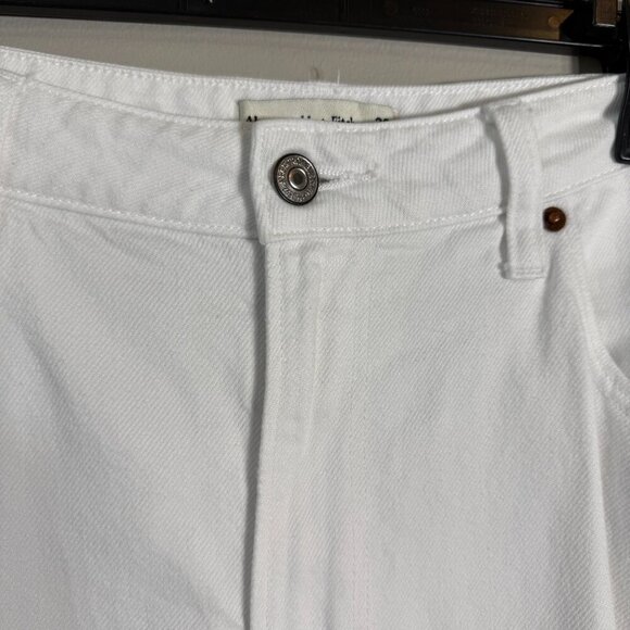 Abercrombie & Fitch Curve Love High Rise Cropped Wide Leg Jeans Womens 14S White - Picture 7 of 15